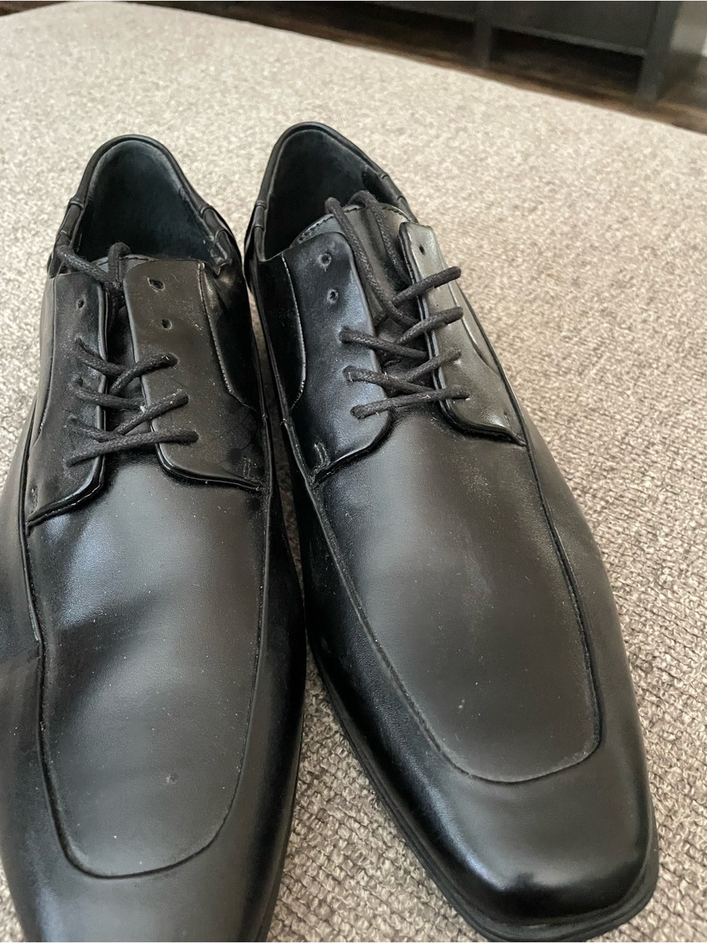 Calvin Klein Black Leather Derby Oxfords